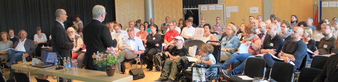 Blick ins Publikum der Fachtagung des Paritätischen Sachsen und der Lebenshilfe Sachsen zum Bundesteilhabegesetz (BTHG) am 28. Juni 2016 in Dresden.