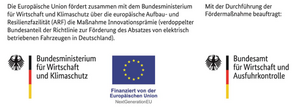 Förderhinweis und Logos des BMWK, EU und BWA